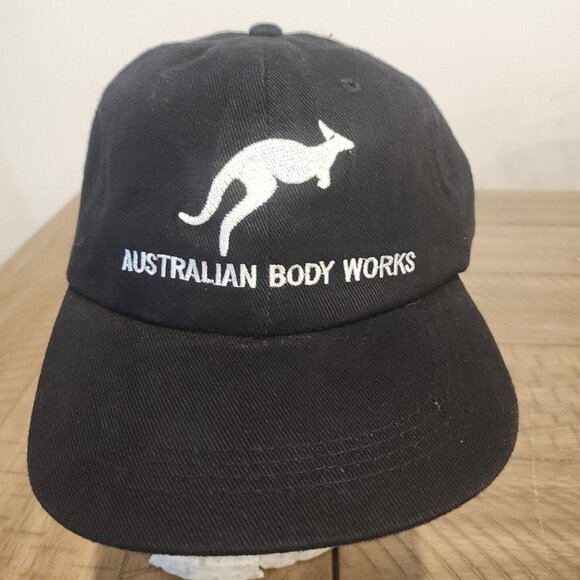 Australian Body Works Atlanta Georgia Baseball Hat Cap Black White Kangaroo - Picture 1 of 8